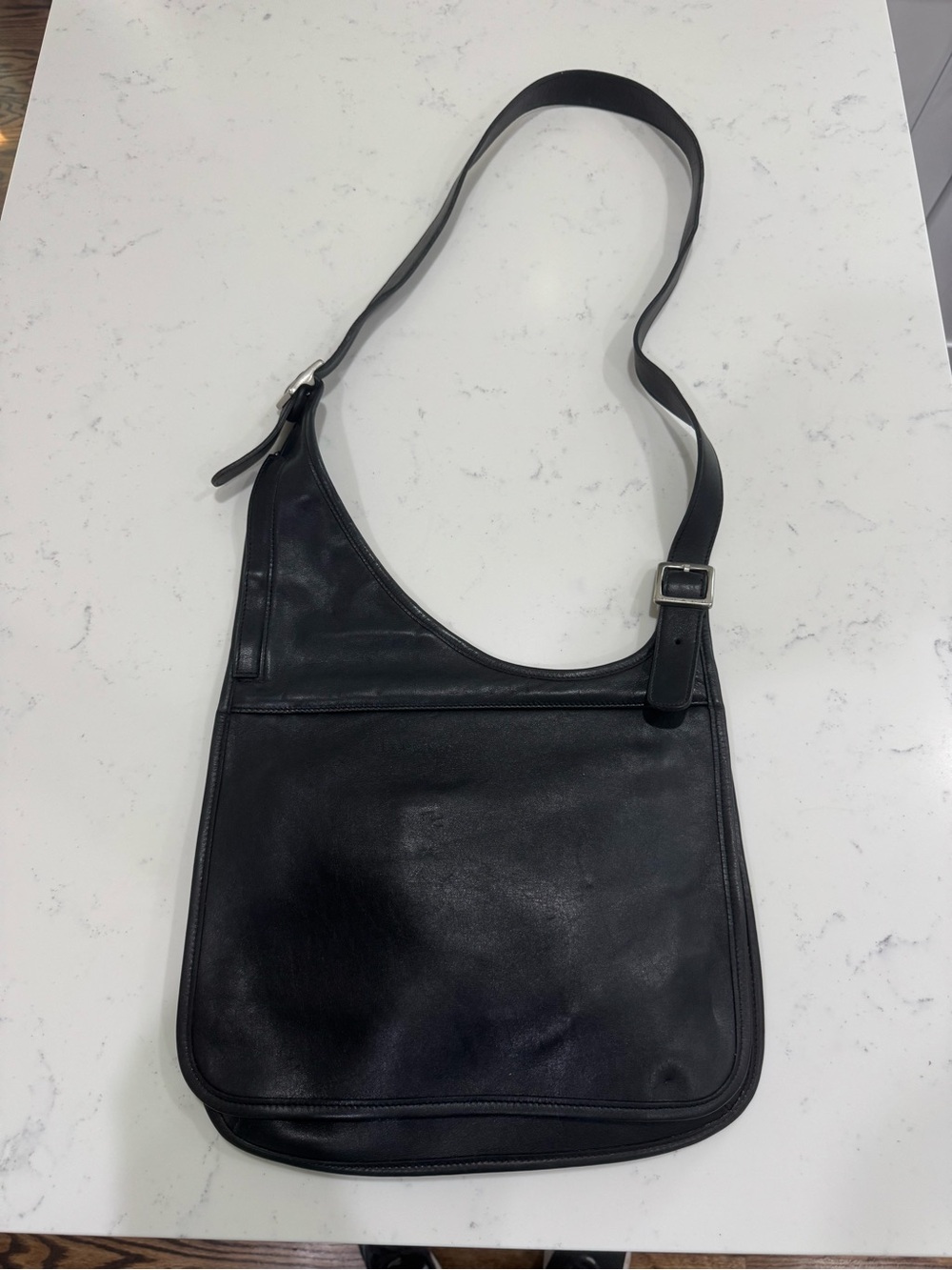 Vintage Coach Saddle Black Crossbody Bag 9404 Leather Hippie Style